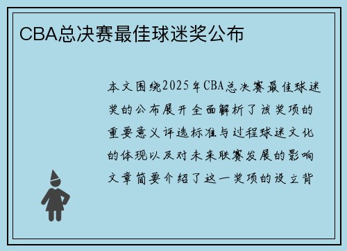 CBA总决赛最佳球迷奖公布